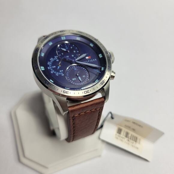 Tommy Hilfiger Men's Chronograph Brown Leather Strap Watch 46mm NEW - Picture 6 of 13